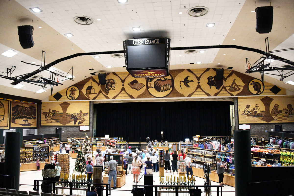 125 the interior of the Corn Palace includes a multi-purpose arena decorated with grain murals.JPG
